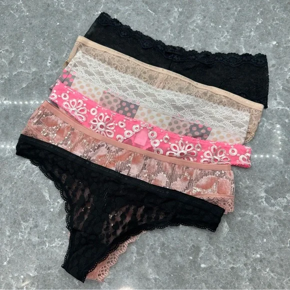 6-Pack VS & PINK Women’s Underwear – Brand New L, Neutral + Pink Mix - Picture 1 of 16